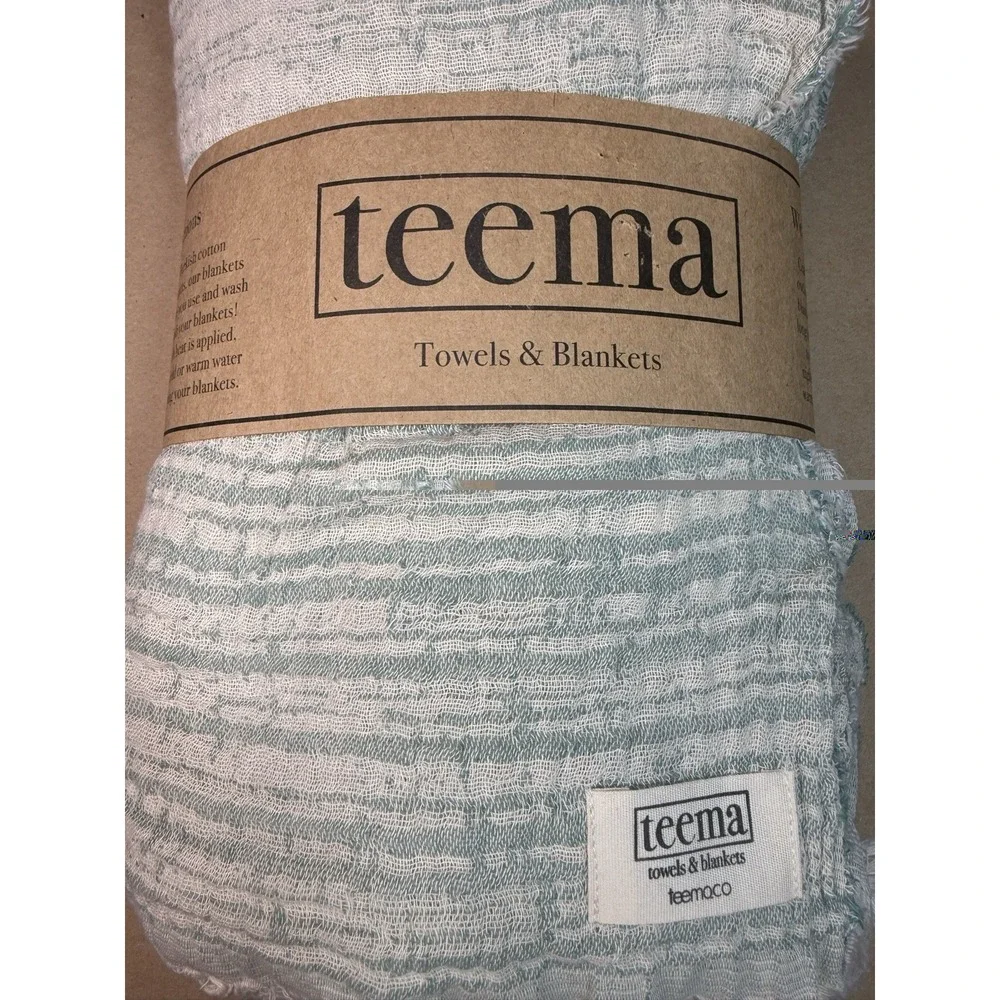 Teema‎ Blanket Towel Stripes Blue White Turkish Cotton Boho Beach Lounge Decor
